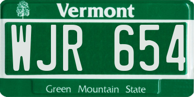 VT license plate WJR654