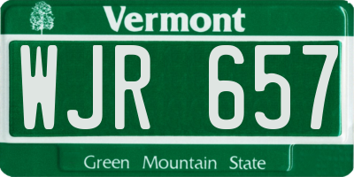 VT license plate WJR657