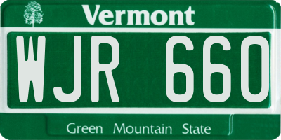 VT license plate WJR660