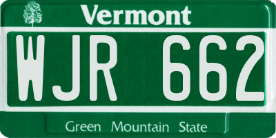 VT license plate WJR662