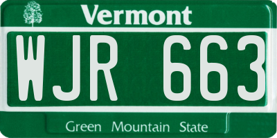 VT license plate WJR663