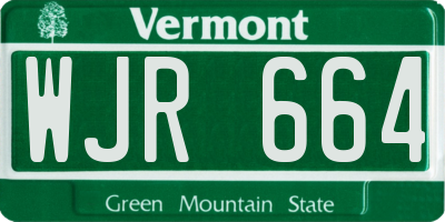 VT license plate WJR664