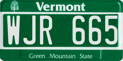 VT license plate WJR665