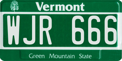 VT license plate WJR666