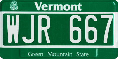 VT license plate WJR667