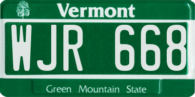 VT license plate WJR668