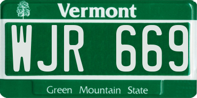VT license plate WJR669