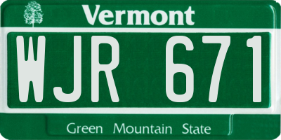 VT license plate WJR671