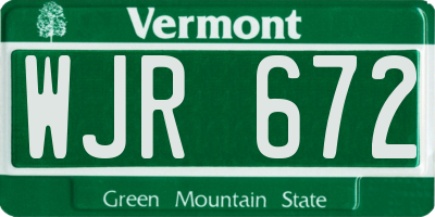 VT license plate WJR672