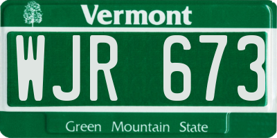VT license plate WJR673