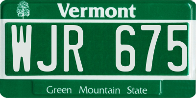 VT license plate WJR675
