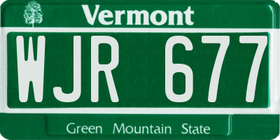 VT license plate WJR677