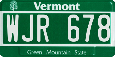 VT license plate WJR678