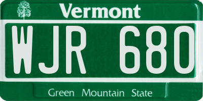 VT license plate WJR680