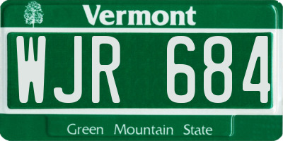 VT license plate WJR684