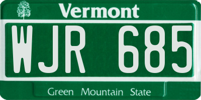 VT license plate WJR685