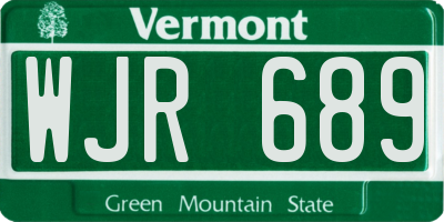 VT license plate WJR689
