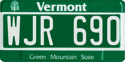 VT license plate WJR690