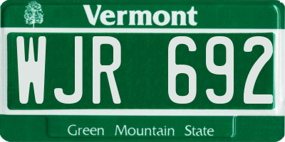 VT license plate WJR692