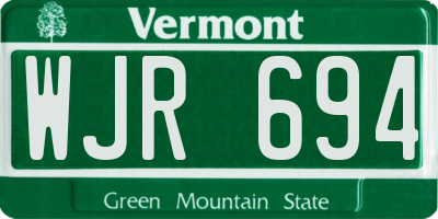 VT license plate WJR694