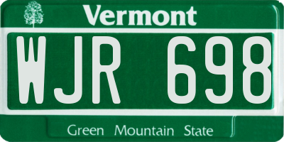 VT license plate WJR698