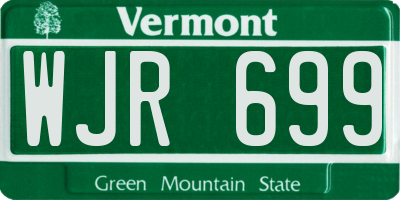VT license plate WJR699