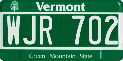 VT license plate WJR702
