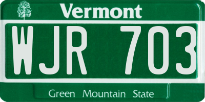 VT license plate WJR703