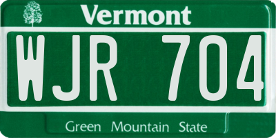 VT license plate WJR704