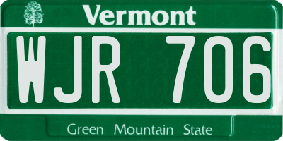 VT license plate WJR706