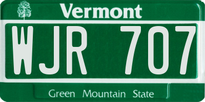 VT license plate WJR707
