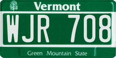 VT license plate WJR708