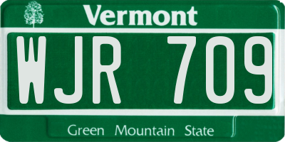 VT license plate WJR709