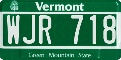 VT license plate WJR718