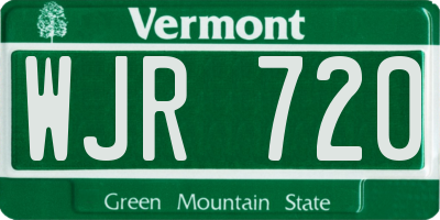 VT license plate WJR720
