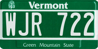 VT license plate WJR722