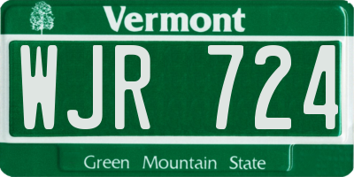 VT license plate WJR724