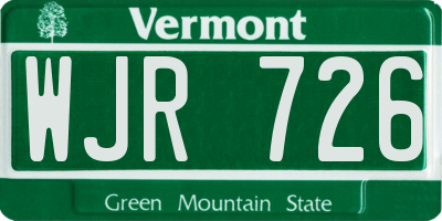 VT license plate WJR726