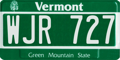 VT license plate WJR727