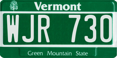 VT license plate WJR730