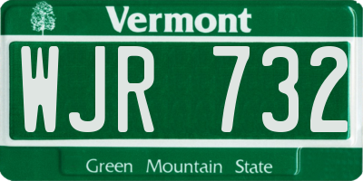 VT license plate WJR732
