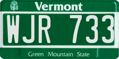 VT license plate WJR733