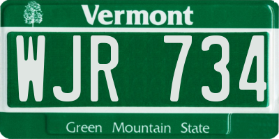 VT license plate WJR734
