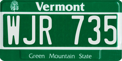 VT license plate WJR735