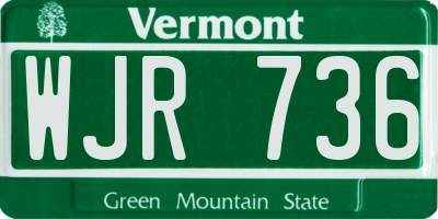 VT license plate WJR736