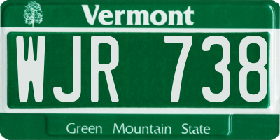 VT license plate WJR738