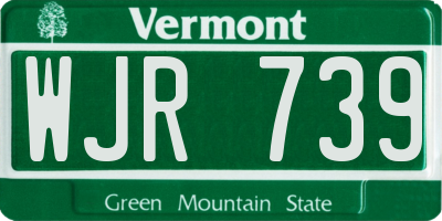 VT license plate WJR739