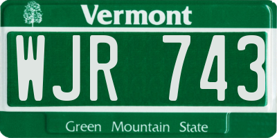 VT license plate WJR743