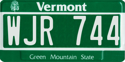 VT license plate WJR744