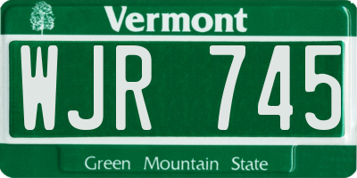 VT license plate WJR745